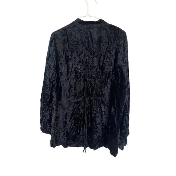 Retro Velour Top L Black Western Chic Boho Neutral Minimalist 80s Classic Artsy - Picture 8 of 12
